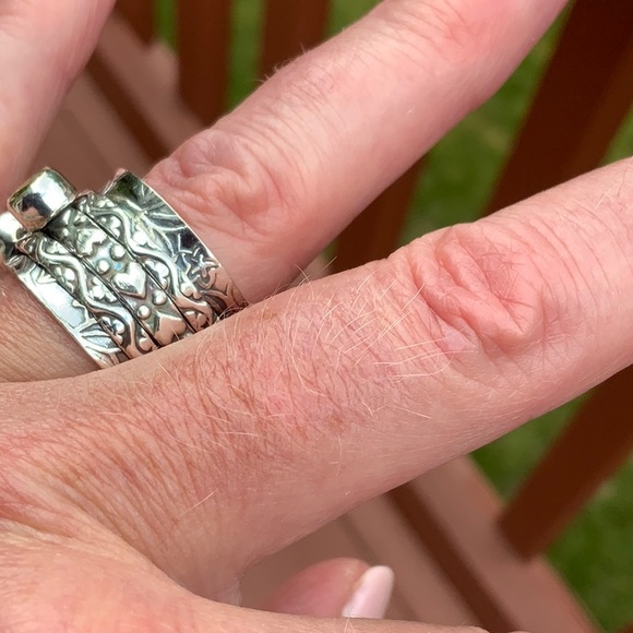 BOUTIQUE AMETHYST, PERIDOT &GARNET 925 SILVER RING - Picture 10 of 13